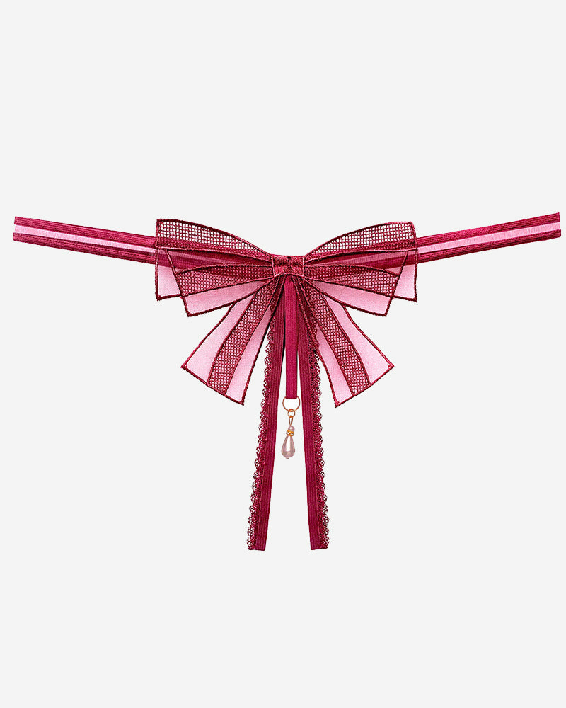 Bowknot Crotchless Beaded Thong