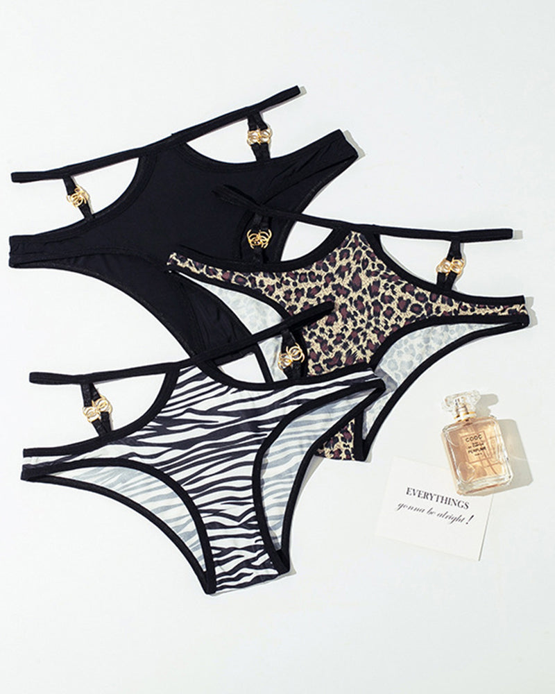 Animal Print Metal Button Panties