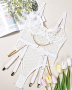 【XXL】White Mesh Chain Bodysuits