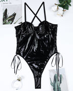 Leather Lace-Up Camisole Bodysuit