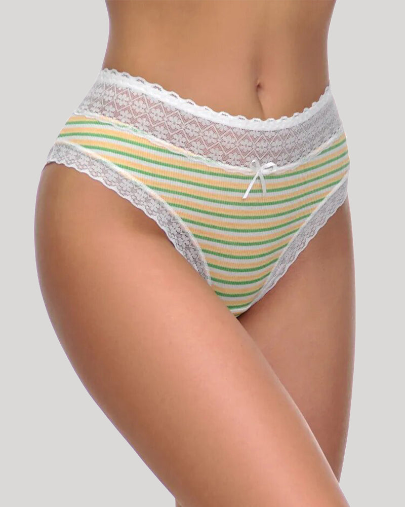 Lace print stripes Panties