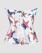 1960s 14 Bone Cotton Five-Pointed Star Corset