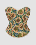 1930s 12 Boned Cotton Sunflower Corset