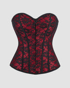 1950s 12 Boned Cotton Laceless Dark Red Corset