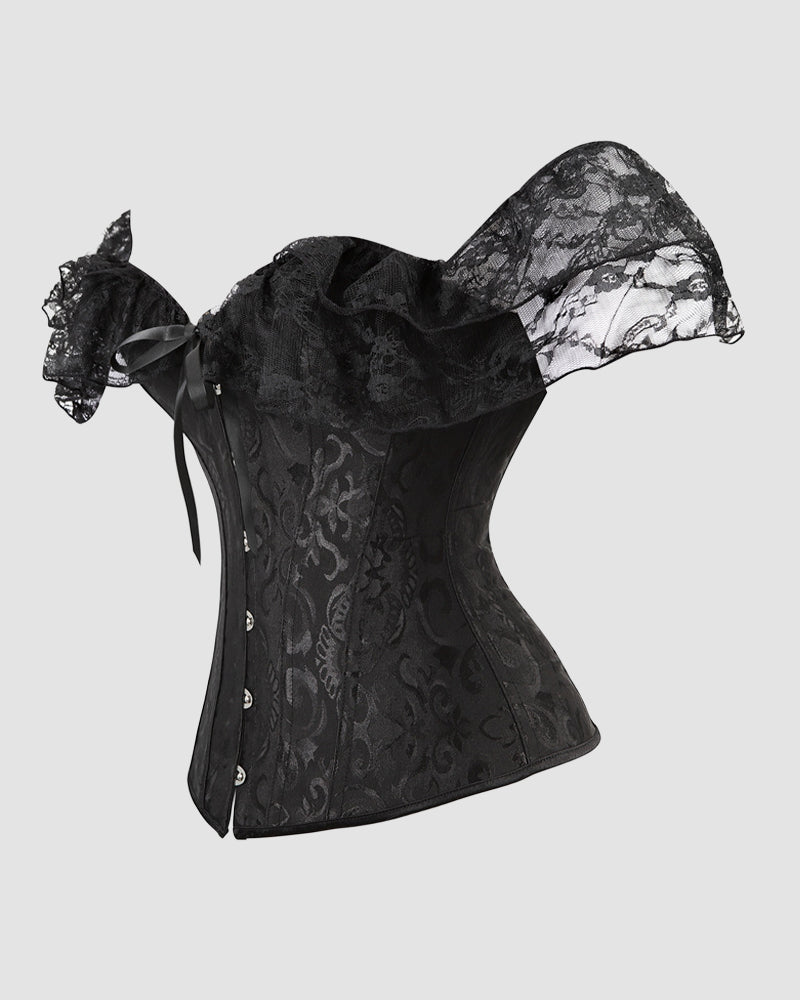 1950s 12 Boned Cotton Jacquard Lace Corset