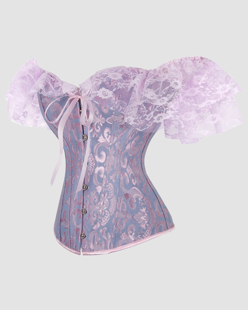 1950s 12 Boned Cotton Jacquard Lace Corset