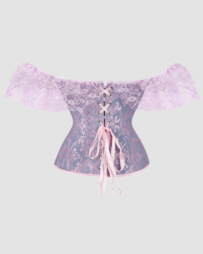 1950s 12 Boned Cotton Jacquard Lace Corset