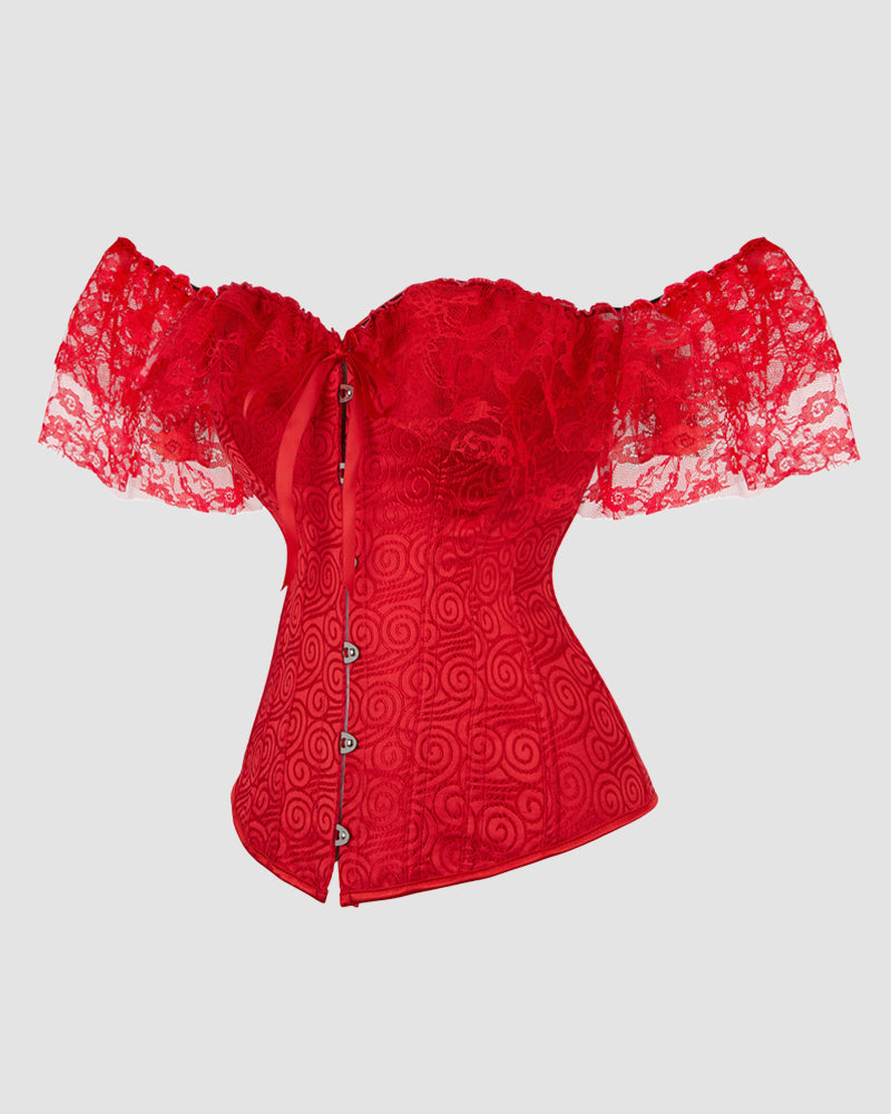 1950s 12 Boned Cotton Jacquard Lace Corset