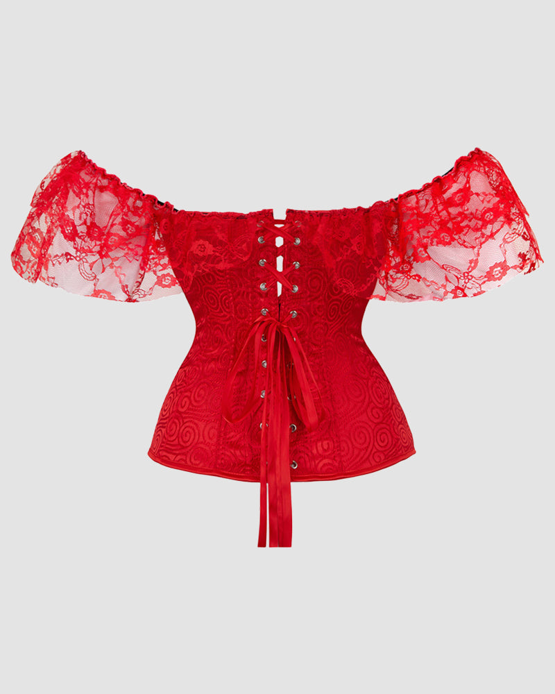 1950s 12 Boned Cotton Jacquard Lace Corset