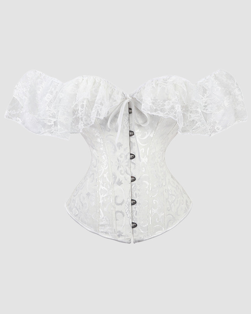 1950s 12 Boned Cotton Jacquard Lace Corset