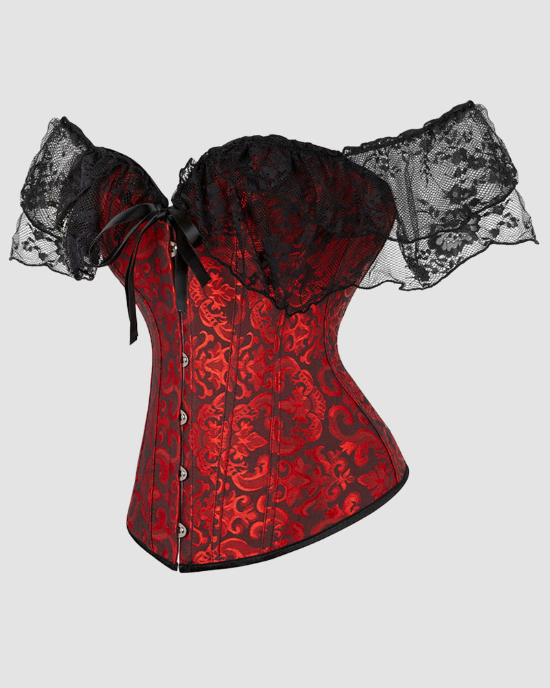 1950s 12 Boned Cotton Jacquard Lace Corset