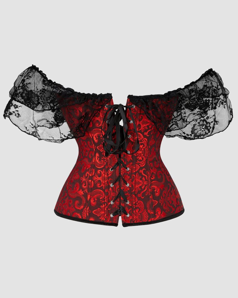 1950s 12 Boned Cotton Jacquard Lace Corset