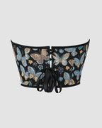 1950s 10 Boned Cotton Butterfly Pattern Corset