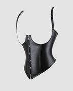 1980s 10 Boned Leather Suspenders Corset