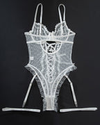 Lace Hollow Cross Strap Bodysuit