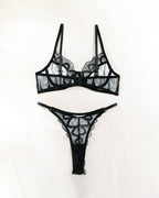 Lace Stitching Leopard Print Bra Set