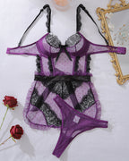 Mesh See-Through Hollow Backless Bra Set