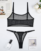 Mesh See-Through Camisole Bra 2-pcs Set