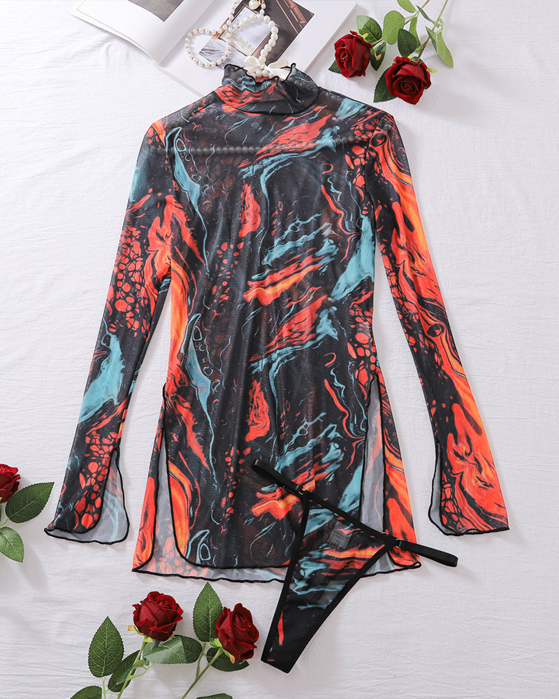 ⚡Flash Sale-Tie-Dye Mesh High Side Slit Dress