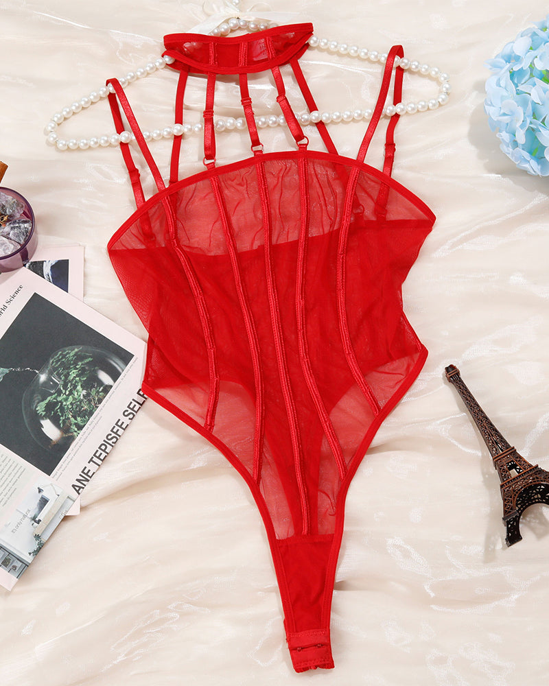 ⚡Flash Sale-【S-L】See-Through Patchwork Bodysuit
