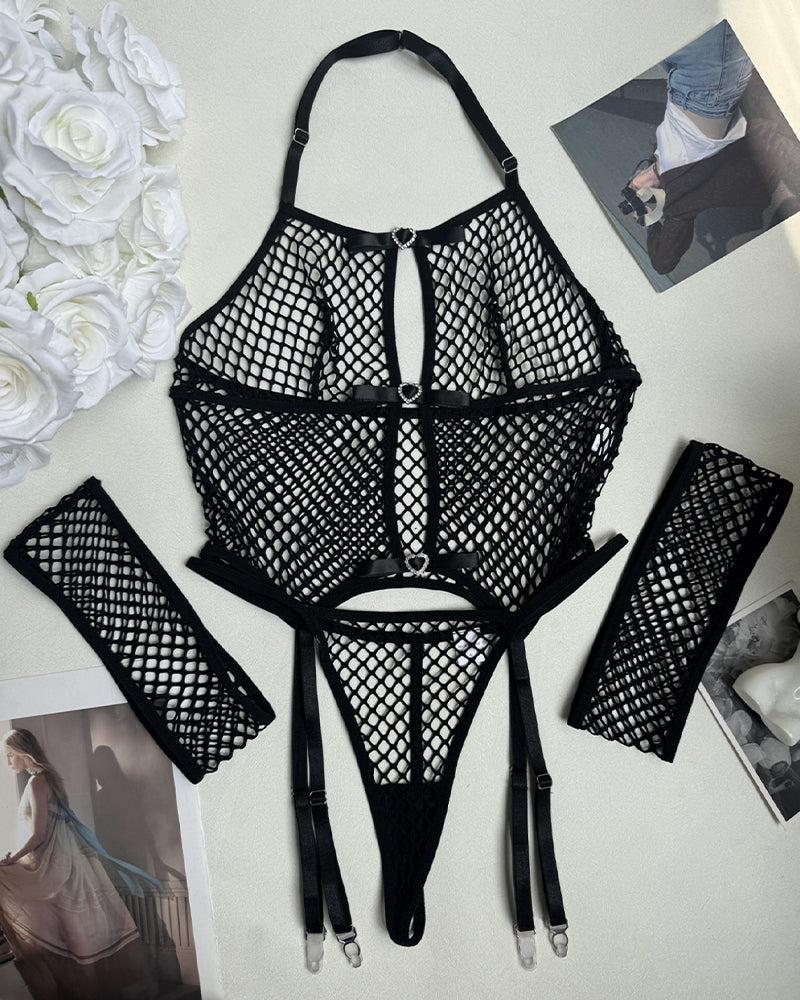 Fishnet See-Through Bra Sets