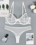 Sheer Mesh Underwire Bra with Panty Erotic Set