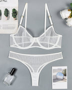Sheer Mesh Underwire Bra with Panty Erotic Set