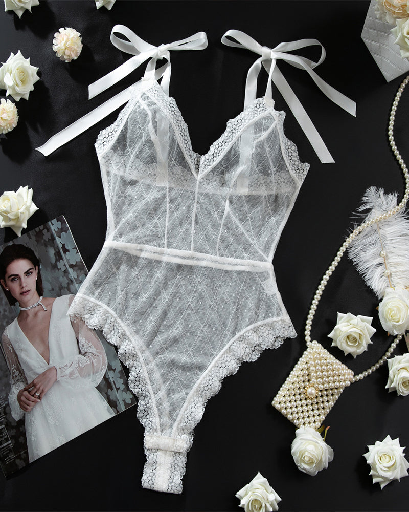 Sheer Lace Underwear Mini Bodysuit