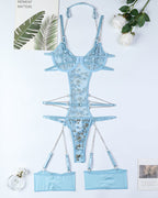 Lace Embroidered Chain Bodysuits
