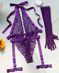 Lace Halter Bodysuits with Gloves