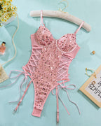 Mesh Erotic Butterfly Sequins Bodysuit