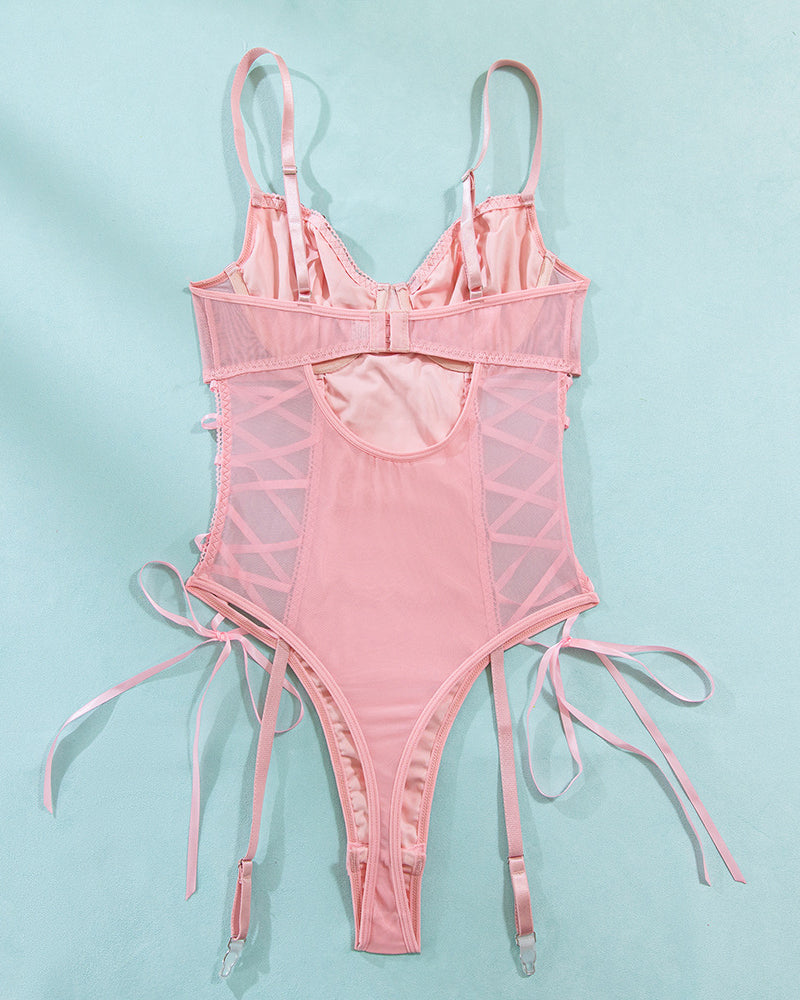 Mesh Erotic Butterfly Sequins Bodysuit