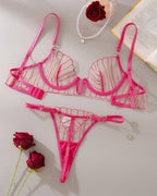 Push Up Embroidered Thin Bra Panty Set