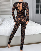 Floral Lace Unitard Jumpsuit