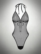 Halter Neck Backless Mini Bodysuit