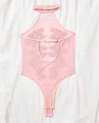 Mesh Sheer Floral Embroidered Bodysuit