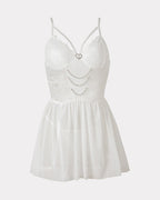 Lace Babydoll Chain Push Up with Garter Belt
