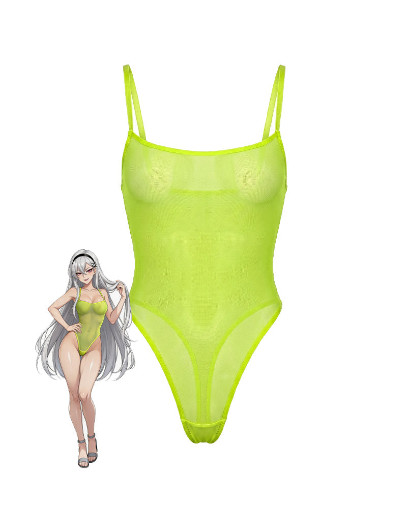 Sheer Mesh Bodysuit ¡§C Sexy High-Cut Lingerie