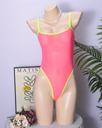 Sheer Mesh Bodysuit ¡§C Sexy High-Cut Lingerie