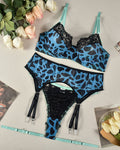 Lace Print Leopard Lingerie Sets