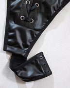 PU Leather Lace-up Cutout Bodysuit
