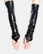 PU Leather Fingerless Floral Gloves