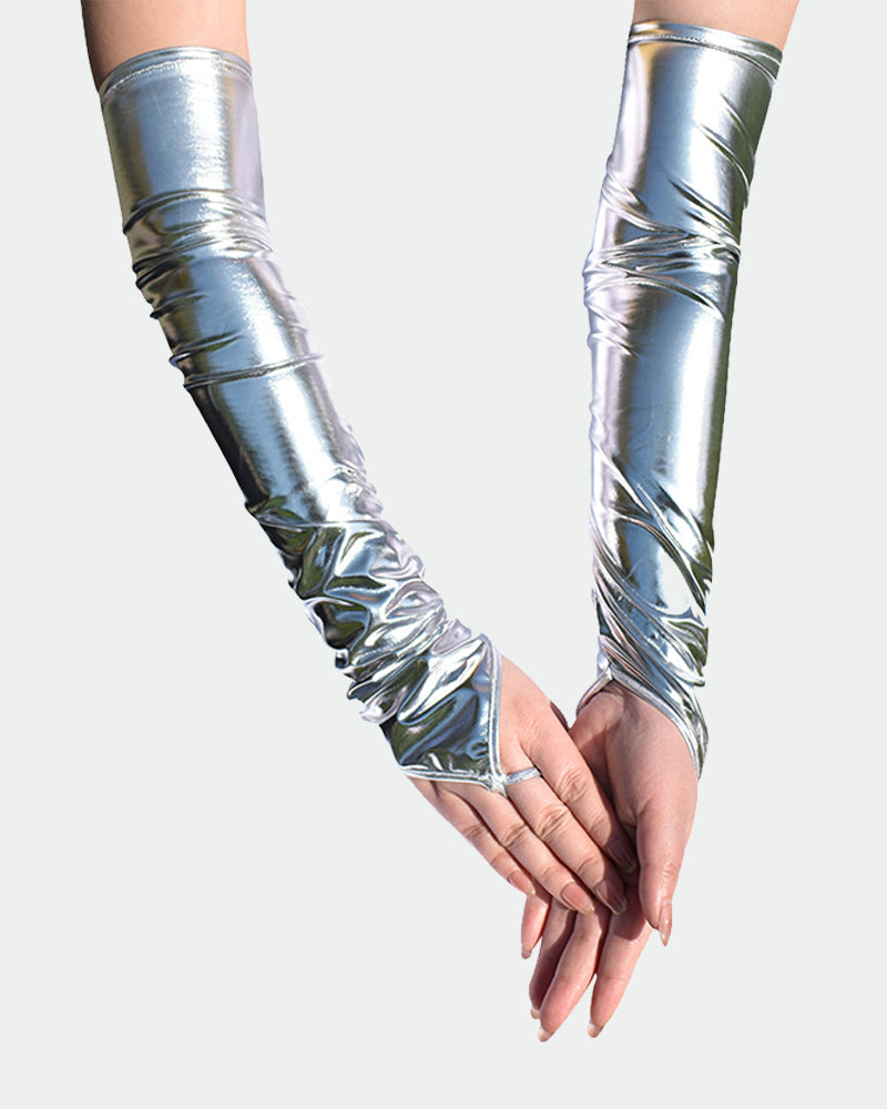 PU Leather Fingerless Floral Gloves