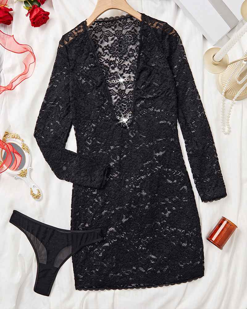 Deep V Slim Chain Nightdress