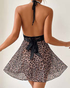 Leopard Lace Halter V Nightdress