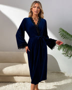 Velvet Set Slit Dress + Long Robe