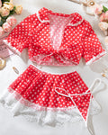 Red Polka Dot Print Tie Three-piece Set
