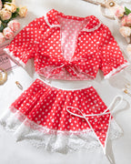 Red Polka Dot Print Tie Three-piece Set