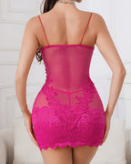 Floral Embroidery Mesh Chemises Dress