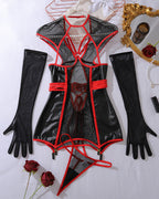 Leather Fishnet Cupless Lace up Night Dress